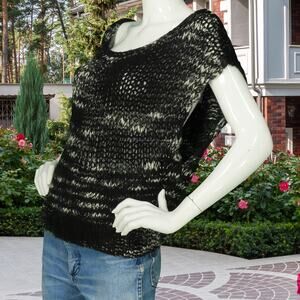 Two Tone Crochet Knit Dark Academia Gothcore Sweater Vest Top Shirt Blouse S